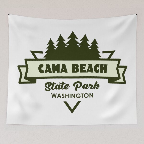 Item preview, Cama Beach State Park Washington Trees And Ribbon designed and sold by bivenart.