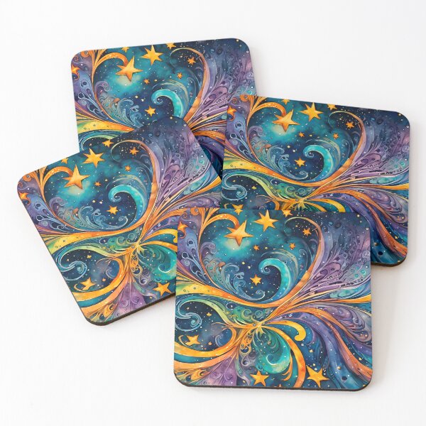 Item preview, Swirly galaxies, multicolored stars and planets - 6 designed and sold by artedamensagem.