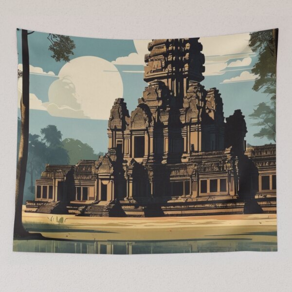 Item preview, 002 Vintage Angkor Wat Poster Design designed and sold by Alexis Art Collection.