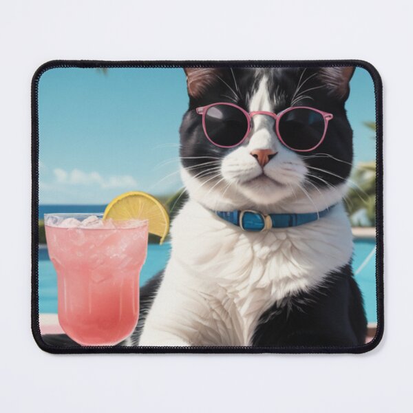Item preview, AI-Generated Cool Cat Vibes: Poolside Chill with Sunglasses & Cocktail designed and sold by ConnieVZ.