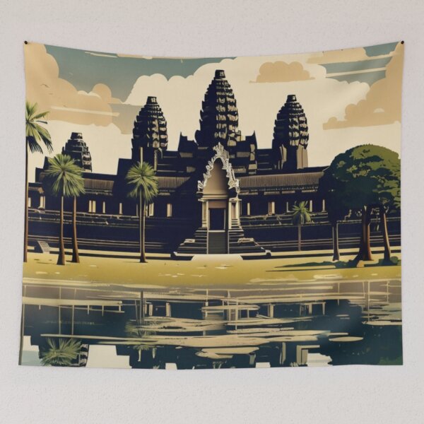 Item preview, 005 Vintage Angkor Wat Poster Design designed and sold by Alexis Art Collection.