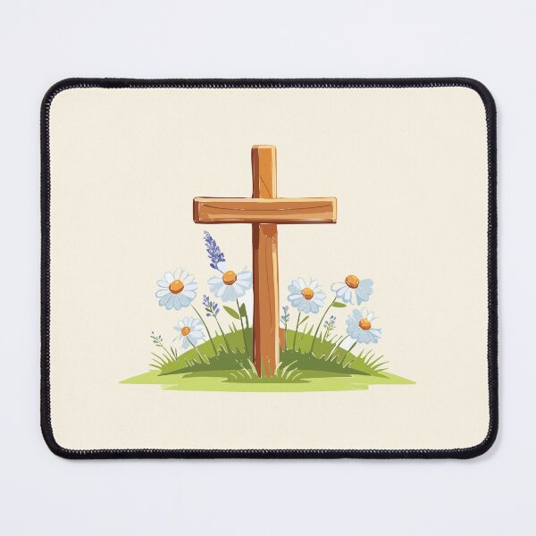 Item preview, Serene Holy Cross with Blossoming Flowers designed and sold by CrossCrafted.
