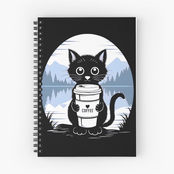 Item preview, black cat with coffee designed and sold by JoraArt.