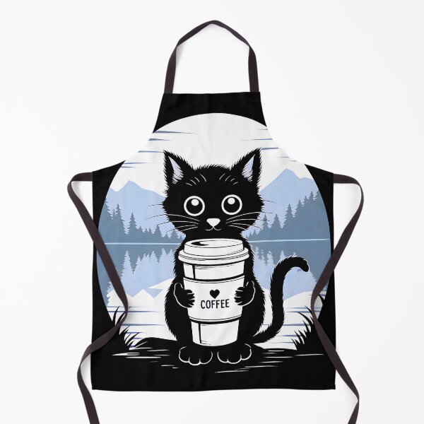Item preview, black cat with coffee designed and sold by JoraArt.