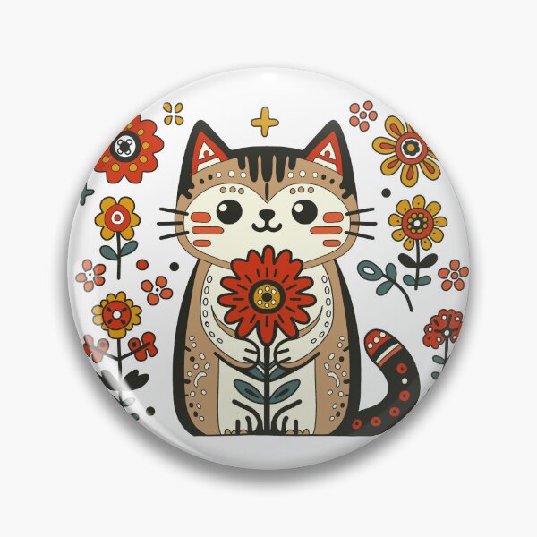 Item preview, KittyKat - Cut Smiley Cat with Flowers designed and sold by KittyKatCats.