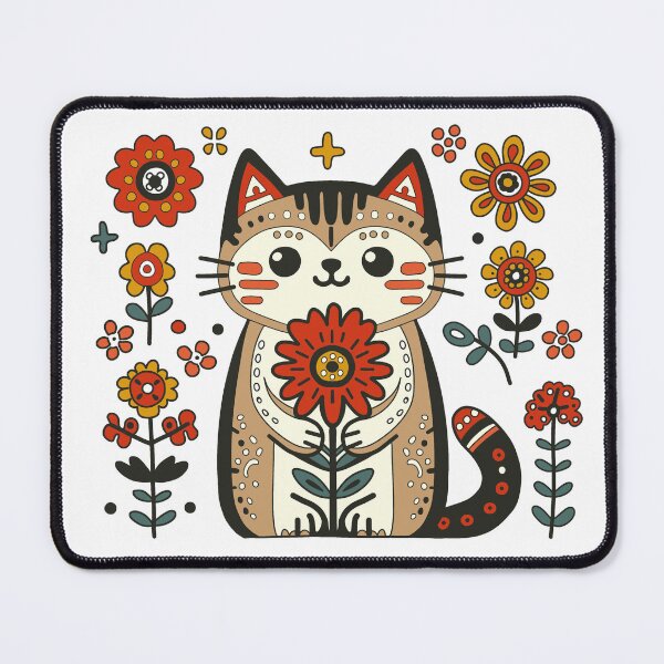 Item preview, KittyKat - Cut Smiley Cat with Flowers designed and sold by KittyKatCats.