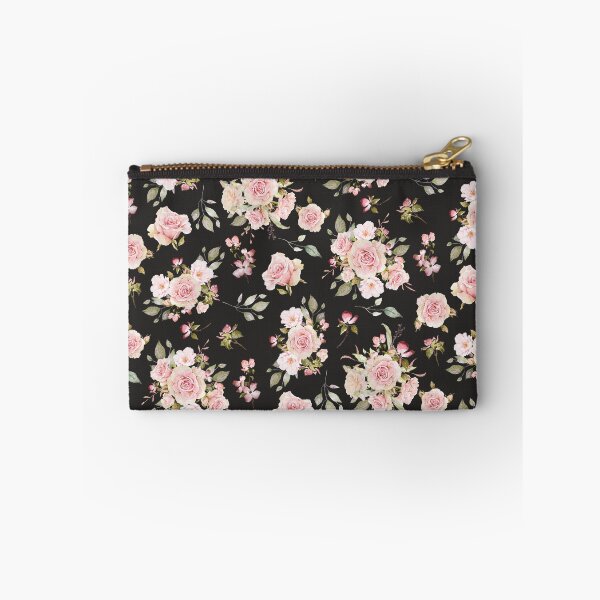 Item preview, Watercolor Pink Rose Flowers Floral Pattern Black designed and sold by Nature Hues.