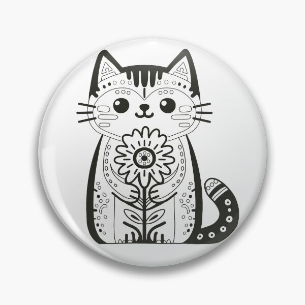 Item preview, KittyKat - Cut Smiley Cat with Flowers designed and sold by KittyKatCats.