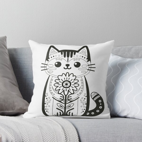 Item preview, KittyKat - Cut Smiley Cat with Flowers designed and sold by KittyKatCats.