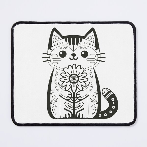 Item preview, KittyKat - Cut Smiley Cat with Flowers designed and sold by KittyKatCats.