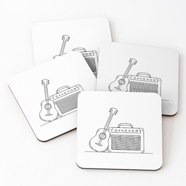 Item preview, Illustration of an amplifier placed next to a guitar designed and sold by rasagamastore.