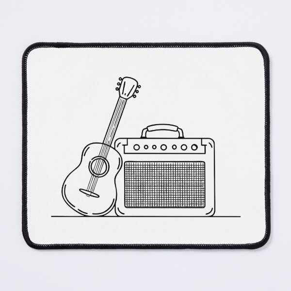 Item preview, Illustration of an amplifier placed next to a guitar designed and sold by rasagamastore.