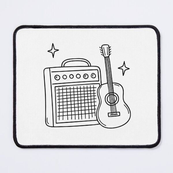 Item preview, Illustration of an amplifier placed next to a guitar designed and sold by rasagamastore.