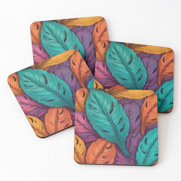 Item preview, Intricately Detailed Feather Leaves in Bold Hues designed and sold by ArtComixHaven.