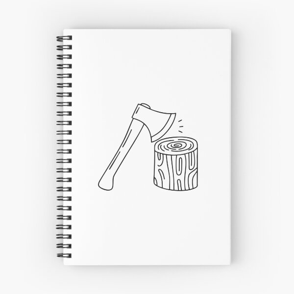Item preview, Illustration of an axe leaning against a tree stump designed and sold by rasagamastore.