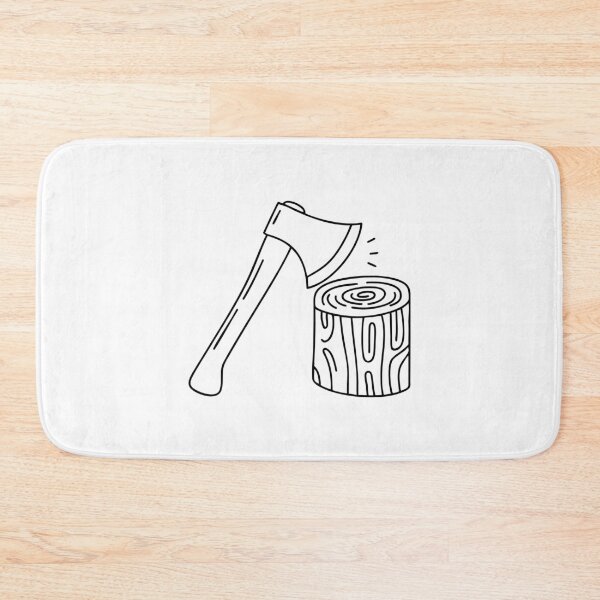 Item preview, Illustration of an axe leaning against a tree stump designed and sold by rasagamastore.