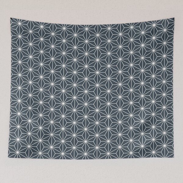Item preview, White on Charcoal Gray Asanoha Japanese Pattern designed and sold by starrylite.