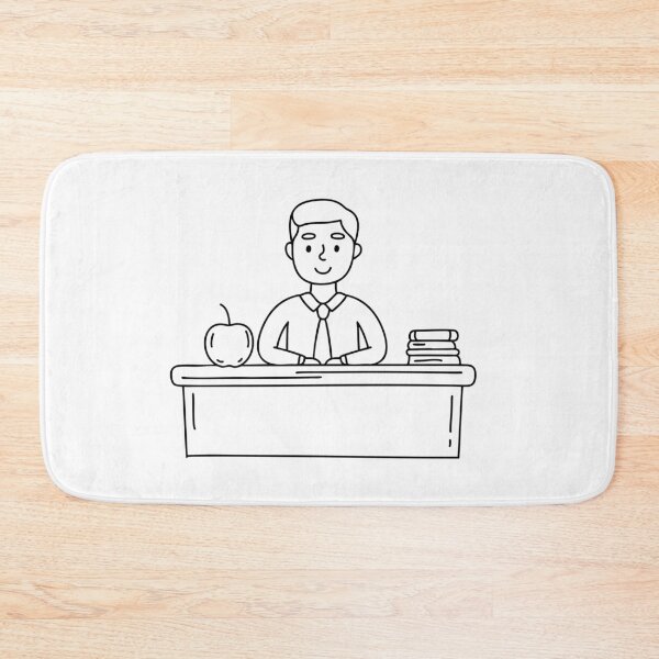 Item preview, a male teacher sitting with apple and book on table designed and sold by rasagamastore.