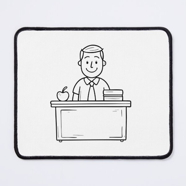 Item preview, male teacher sitting with apple and book on table designed and sold by rasagamastore.