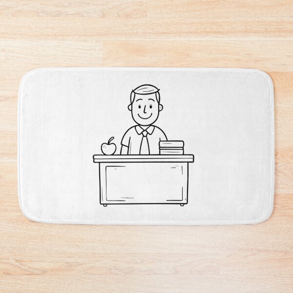 Item preview, male teacher sitting with apple and book on table designed and sold by rasagamastore.