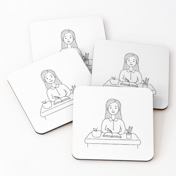 Item preview, a female teacher sitting with apple and book on table designed and sold by rasagamastore.