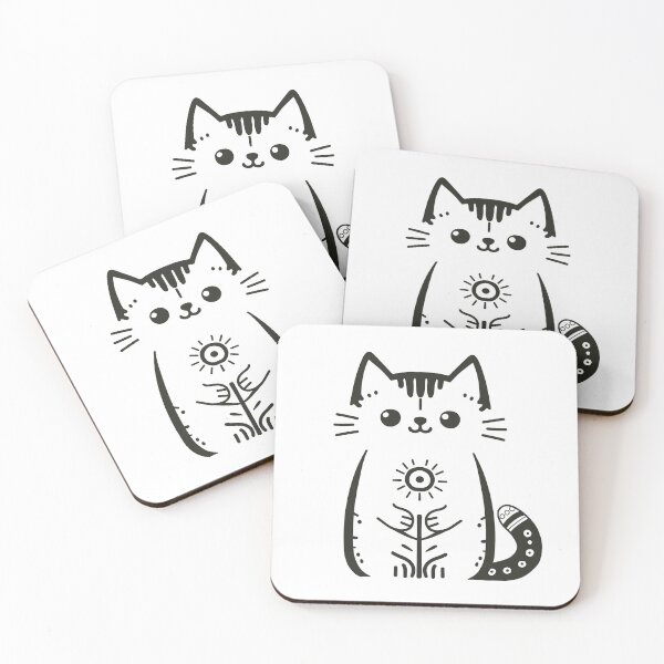 Item preview, KittyKat - Cut Smiley Cat with Flowers designed and sold by KittyKatCats.