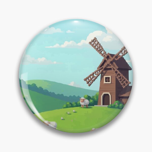Item preview, Pixel Windmill on the Rolling Hills designed and sold by NaturePixel.