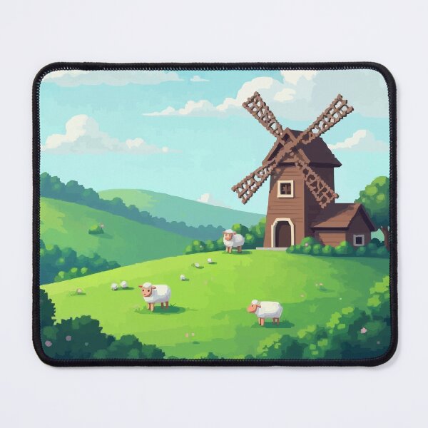Item preview, Pixel Windmill on the Rolling Hills designed and sold by NaturePixel.