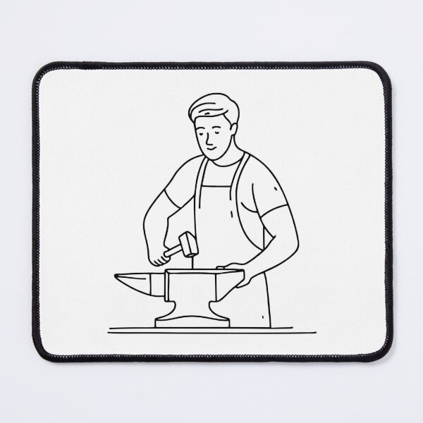 Item preview, a blacksmith using an anvil to shape metal designed and sold by rasagamastore.