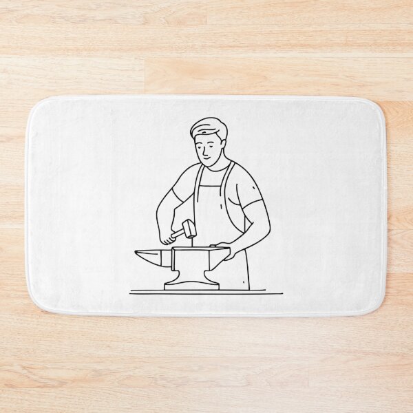 Item preview, a blacksmith using an anvil to shape metal designed and sold by rasagamastore.