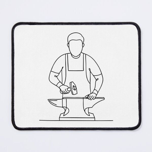Item preview, blacksmith using an anvil to shape metal designed and sold by rasagamastore.