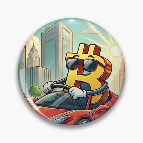 Item preview, Bitcoin Driving a Ferrari - Fun Crypto Cartoon designed and sold by mkzmerch.