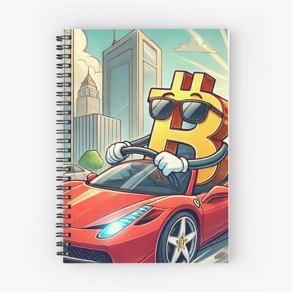 Item preview, Bitcoin Driving a Ferrari - Fun Crypto Cartoon designed and sold by mkzmerch.