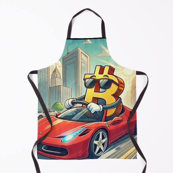 Item preview, Bitcoin Driving a Ferrari - Fun Crypto Cartoon designed and sold by mkzmerch.
