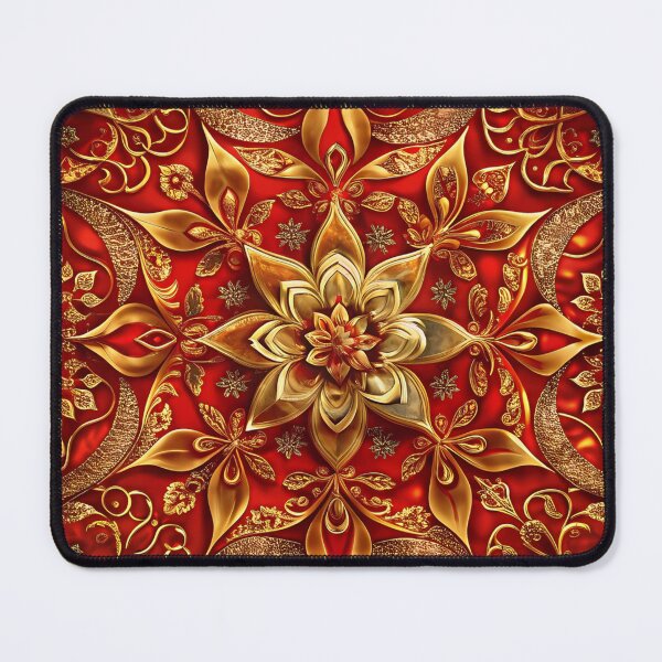 Item preview, Ornate Golden Floral on Luxurious Red Fabric designed and sold by aminz4.