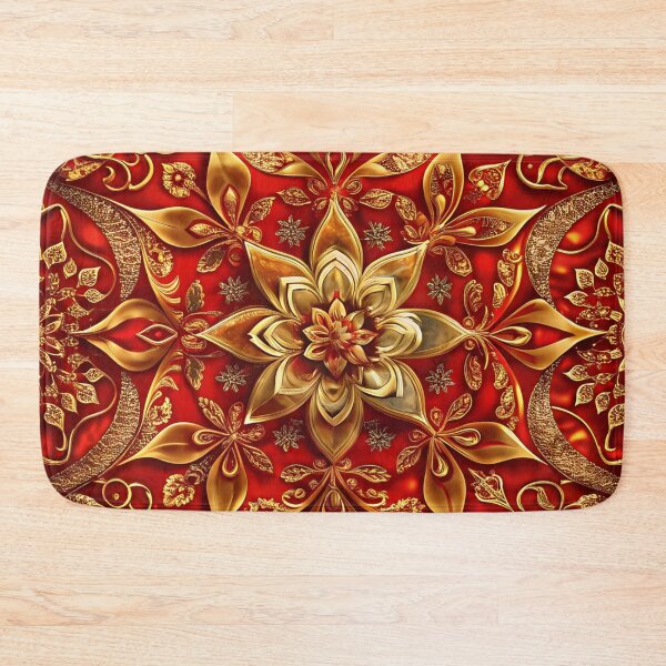 Item preview, Ornate Golden Floral on Luxurious Red Fabric designed and sold by aminz4.