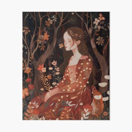 Item preview, Dreamy Forest Woman - Full Body Portrait Gouache Illustration designed and sold by ArtStudioZenith.