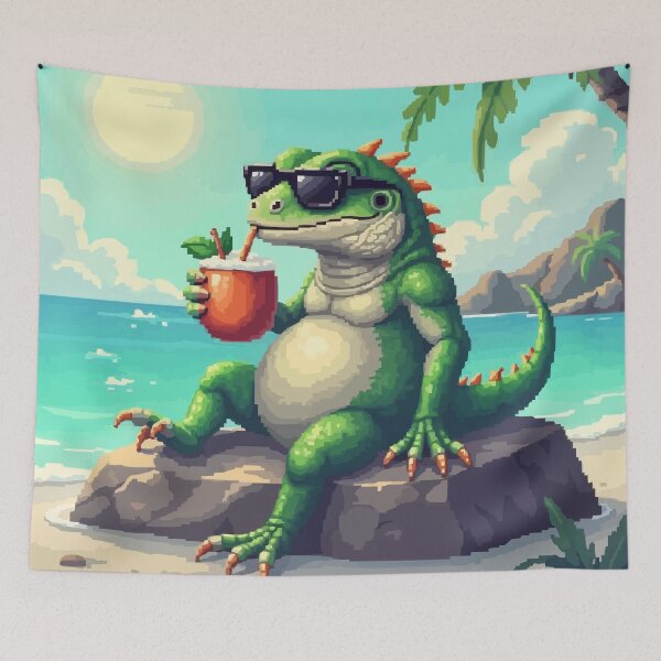 Item preview, Sun-Kissed Iguana in Pixel Paradise designed and sold by NaturePixel.