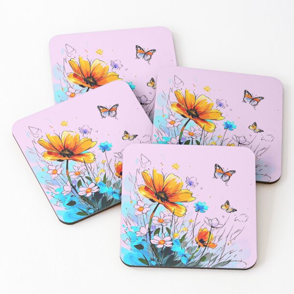 Item preview, Abstract Colorful Flowers and Butterflies  designed and sold by Juana-.