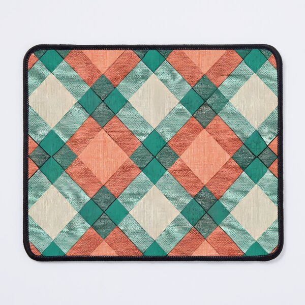 Item preview, Geometric Plaid Fabric Pattern in Coral and Teal designed and sold by aminz4.