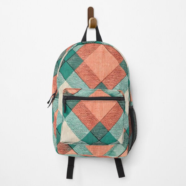 Item preview, Geometric Plaid Fabric Pattern in Coral and Teal designed and sold by aminz4.