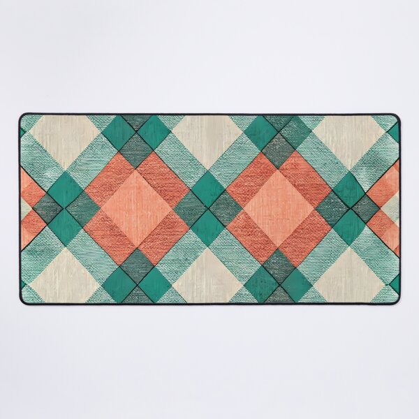 Item preview, Geometric Plaid Fabric Pattern in Coral and Teal designed and sold by aminz4.