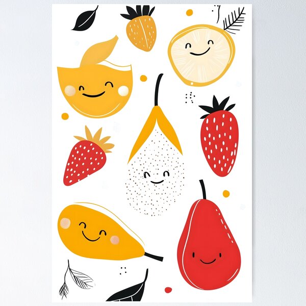 Item preview, Cute Happy Fruits – Playful Cartoon Design for Kids designed and sold by Soul-Sparks.