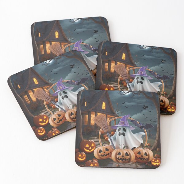 Item preview, Vintage Ghost, Pumpkins, Bat - Halloween Scene designed and sold by AleksKos.