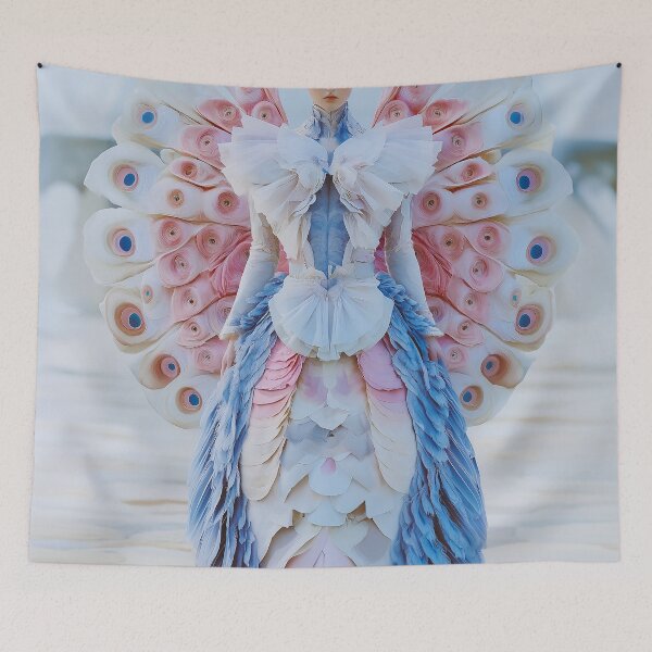 Item preview,  "Peacock-Inspired Couture: Iridescent Surreal Fashion" designed and sold by MacroArtHub.