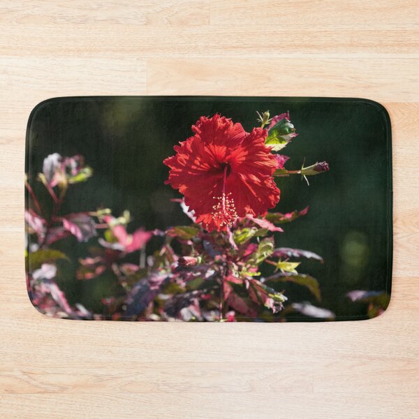 Item preview, Vibrant Red Hibiscus with Cool Variegated Foliage designed and sold by Georgia Mizuleva.