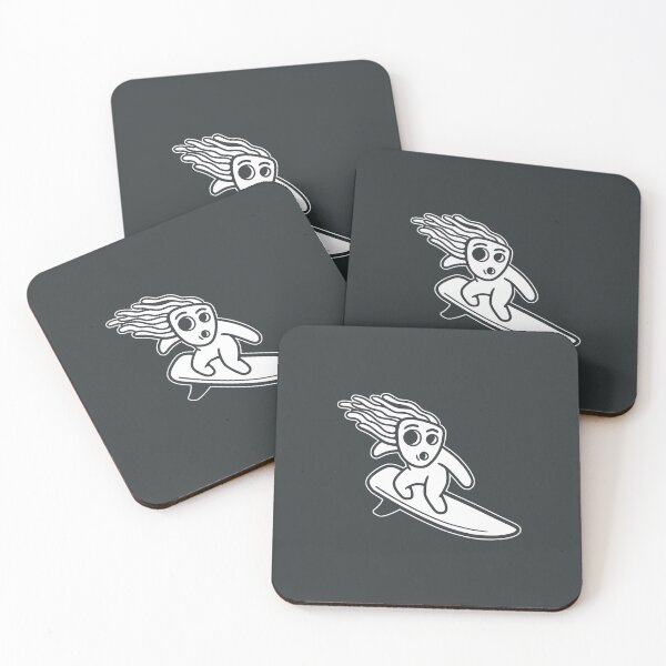 Item preview, Kodama is surfing. Japanese tree spirit summer brake in white ink designed and sold by martodesign.