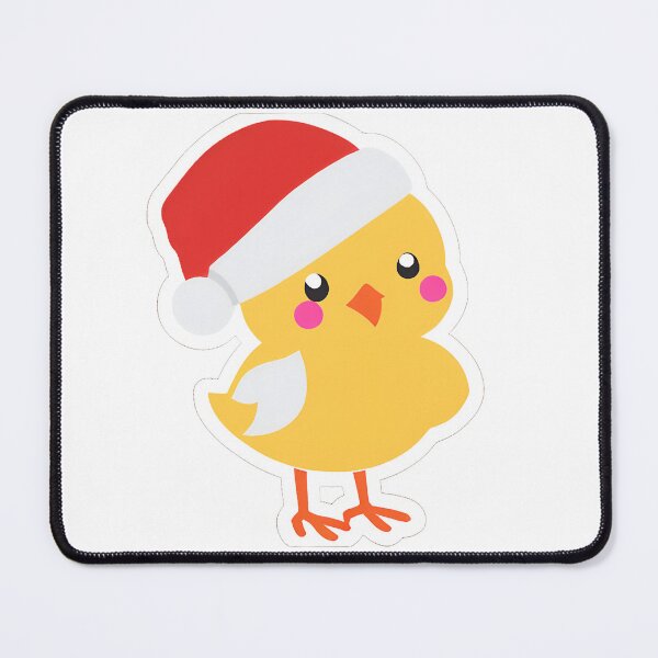 Item preview, yellow cute chick with red Christmas Santa hat designed and sold by Rainbow Paws Garden.
