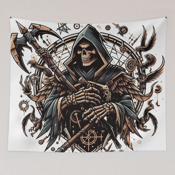 Item preview, Death, Grim Reaper with Scythe Horror Design, Halloween, Logo designed and sold by Salimgor Hangaround Music.