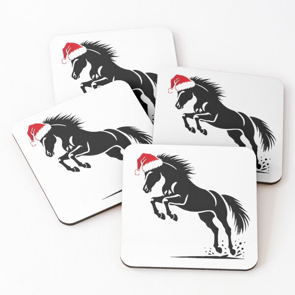 Item preview, Jumping Running Christmas Horse In Santa Hat designed and sold by The Art of Kkatarynka.